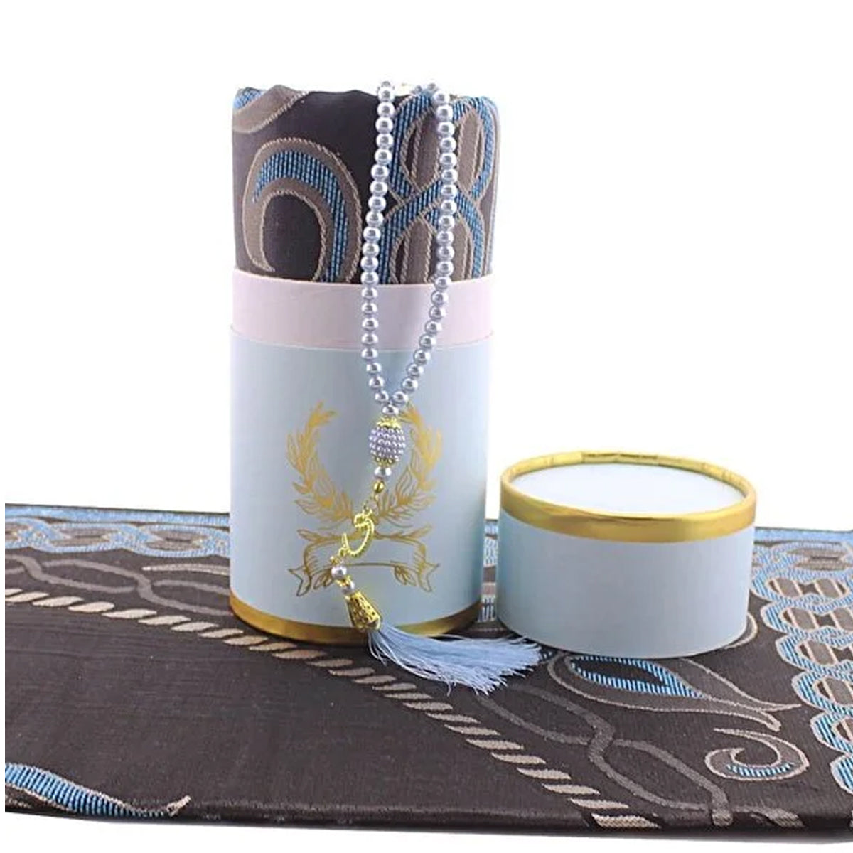 Prayer Mat And Prayer Beads Cylinder Gift Box